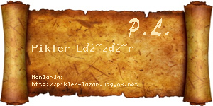 Pikler Lázár névjegykártya